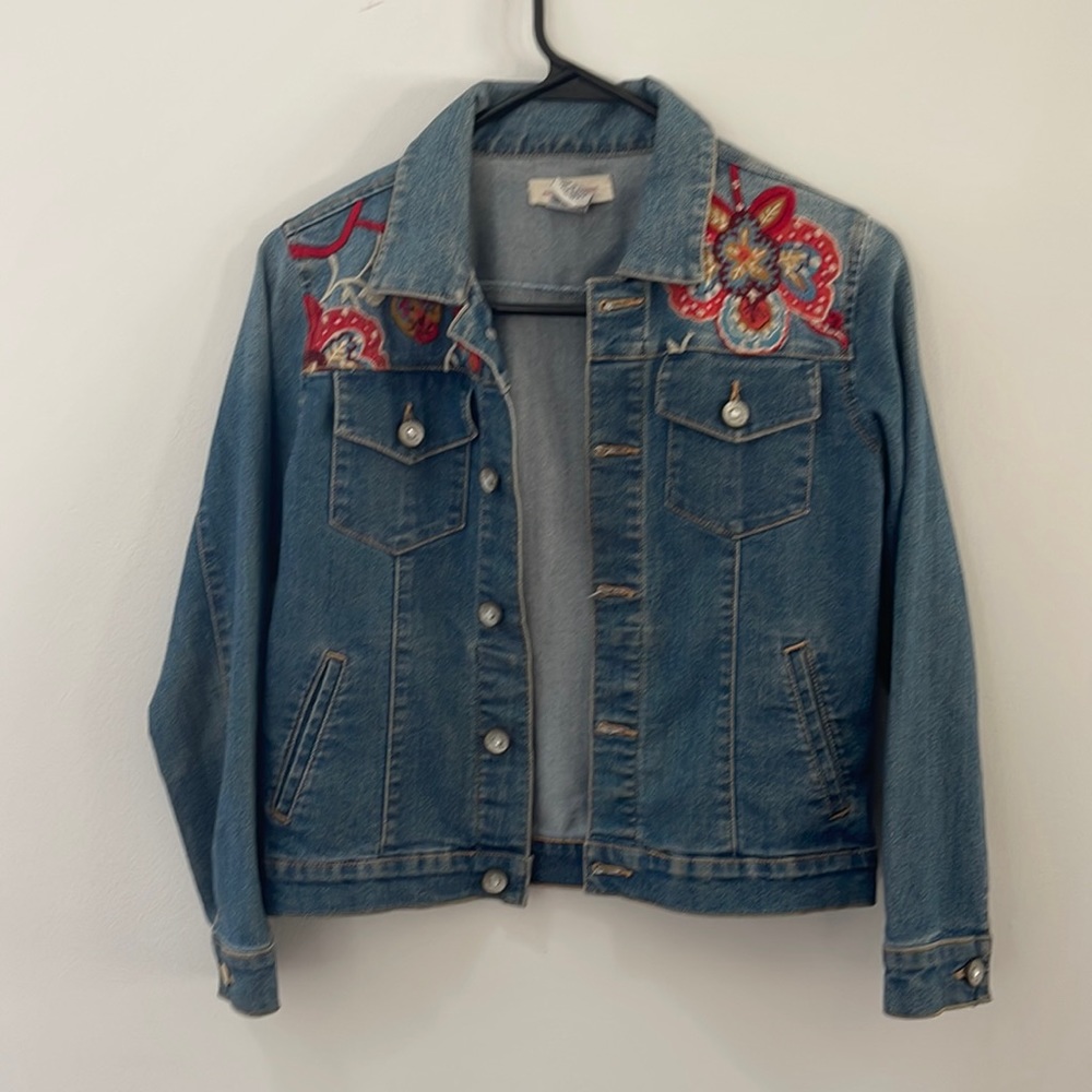 Mimi and Maggie embroidered denim jacket